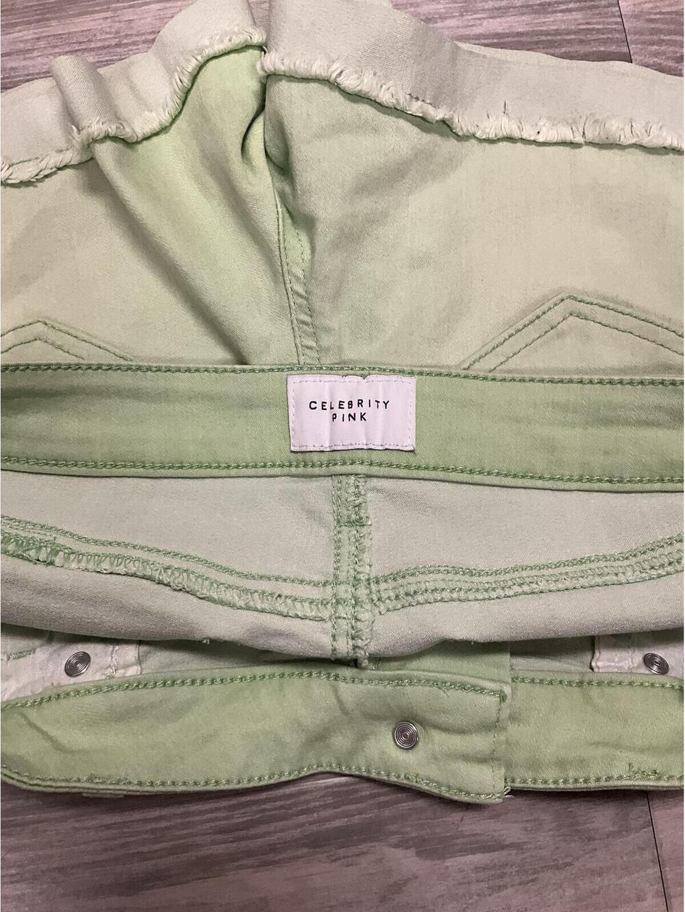 Celebrity Pink Lime Green Denim Shorts 9 - Picture 3 of 4